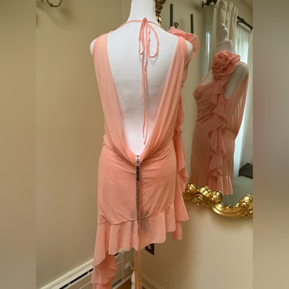 NWT House of CB Charla Soft Apricot Ruffle Mini Dress Size MEDIUM - Picture 5 of 8